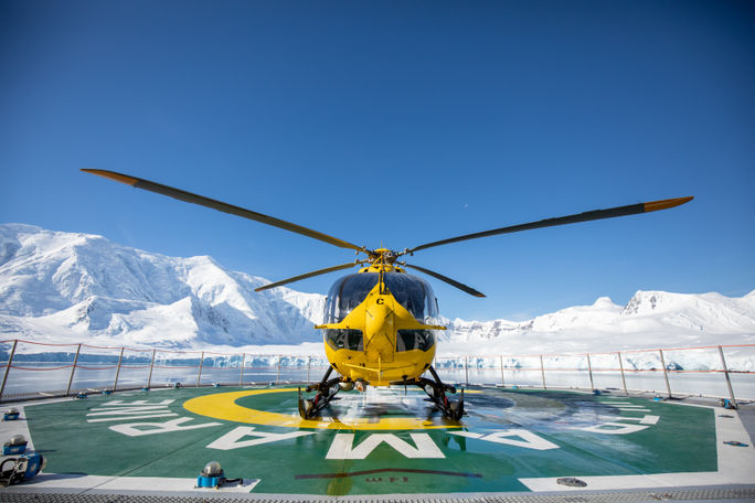 Helicopter in Antarctica