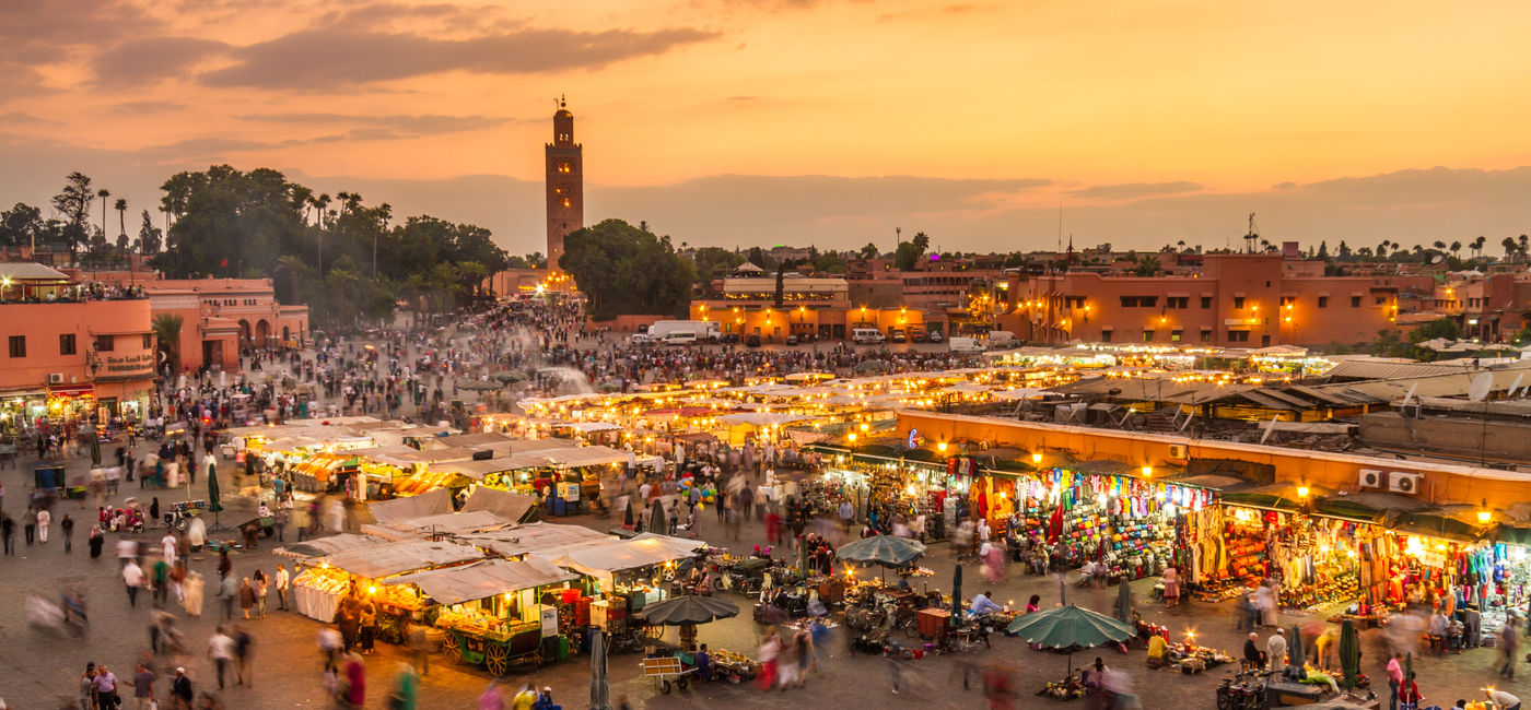 Image: Jamaa el Fna market square, Marrakesh, Morocco. (Photo Credit: kasto / Adobe Stock)
