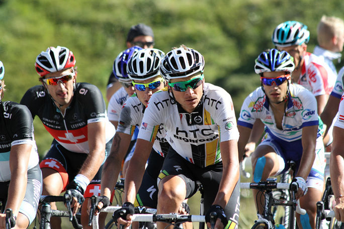 A group of Tour de France cyclists A group of Tour de France cyclists