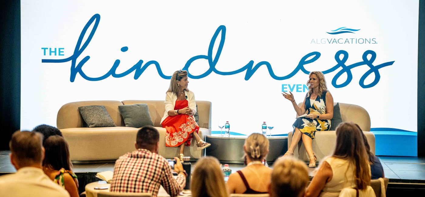 Image: Hoda Kotb and Jacki Marks at this year's Kindness Conference (Photo Credit: Courtesy ALG Vacations)