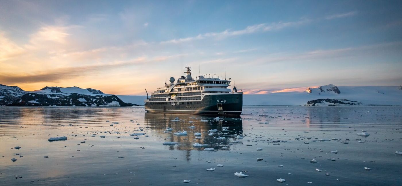 Image: The Swan Hellenic SH Vega ship in the Weddell Sea in Antarctica. (Photo Credit: Swan Hellenic)