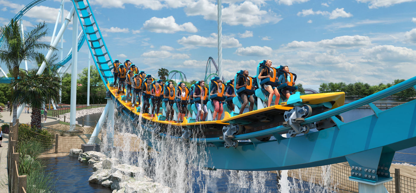 Image: 'Pipeline: The Surf Coaster' at SeaWorld Orlando. (photo courtesy of SeaWorld Parks & Entertainment)