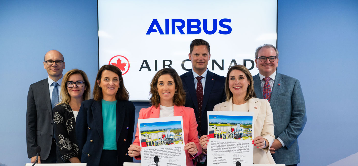 Image: Signatories of a joint agreement from Airbus and Air Canada. (Photo Credit: Air Canada)