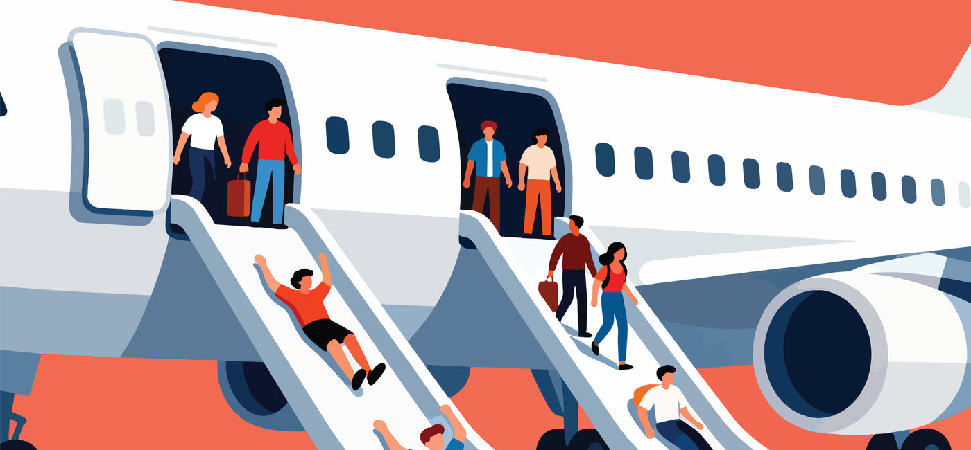 Image: One in 10 air travellers admitted they may still take baggage with them during an evacuation. (Photo Credit: Adobe Stock)