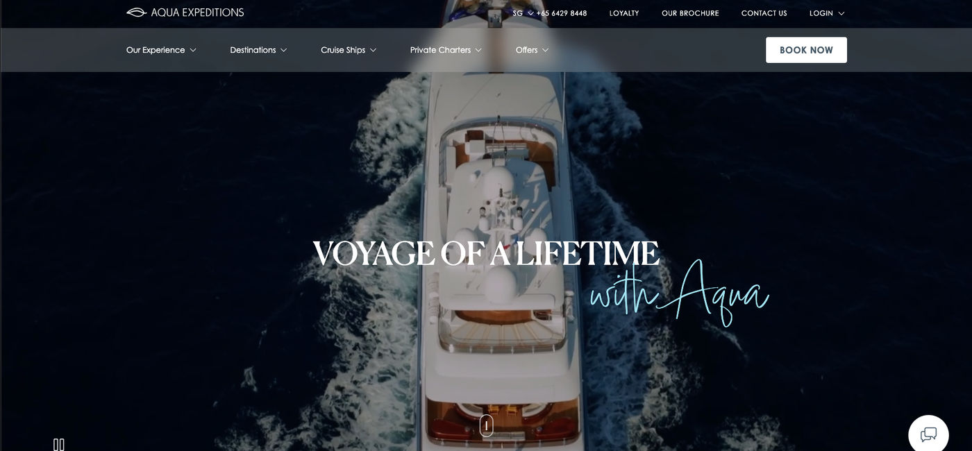 Image: Aqua Expeditions' landing page on its new website.  (Photo Credit: Aqua Expeditions)