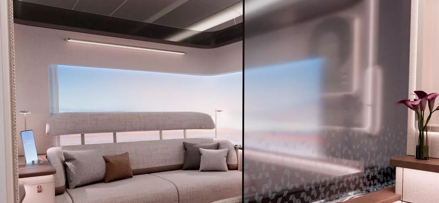 Image: La suite comprend un lit double, un espace de toilette et de changement entièrement privé, ainsi qu’un petit bar (Source: Airbus Media)
