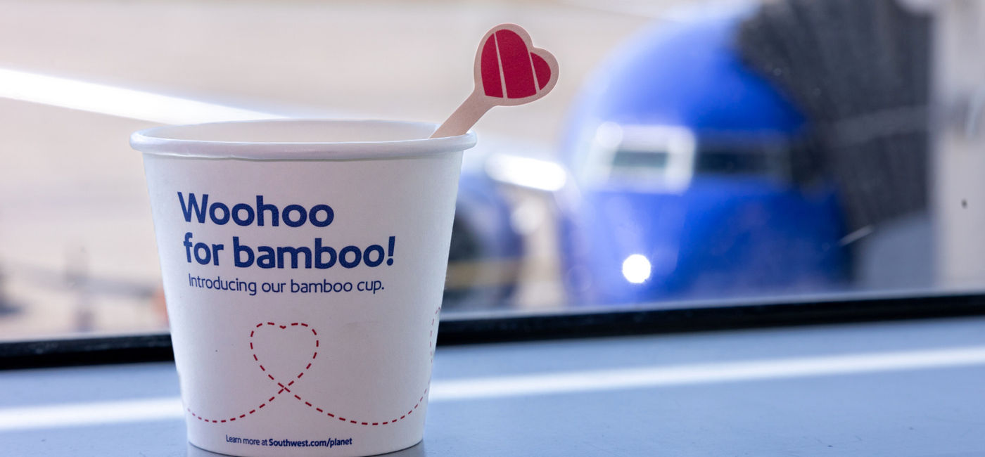 Image: Southwest Airlines' new inflight cup and stir stick. (Photo Credit: Southwest Airlines)