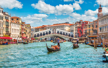 Bridge Rialto on Grand canal in Venice.