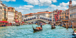 Bridge Rialto on Grand canal in Venice.