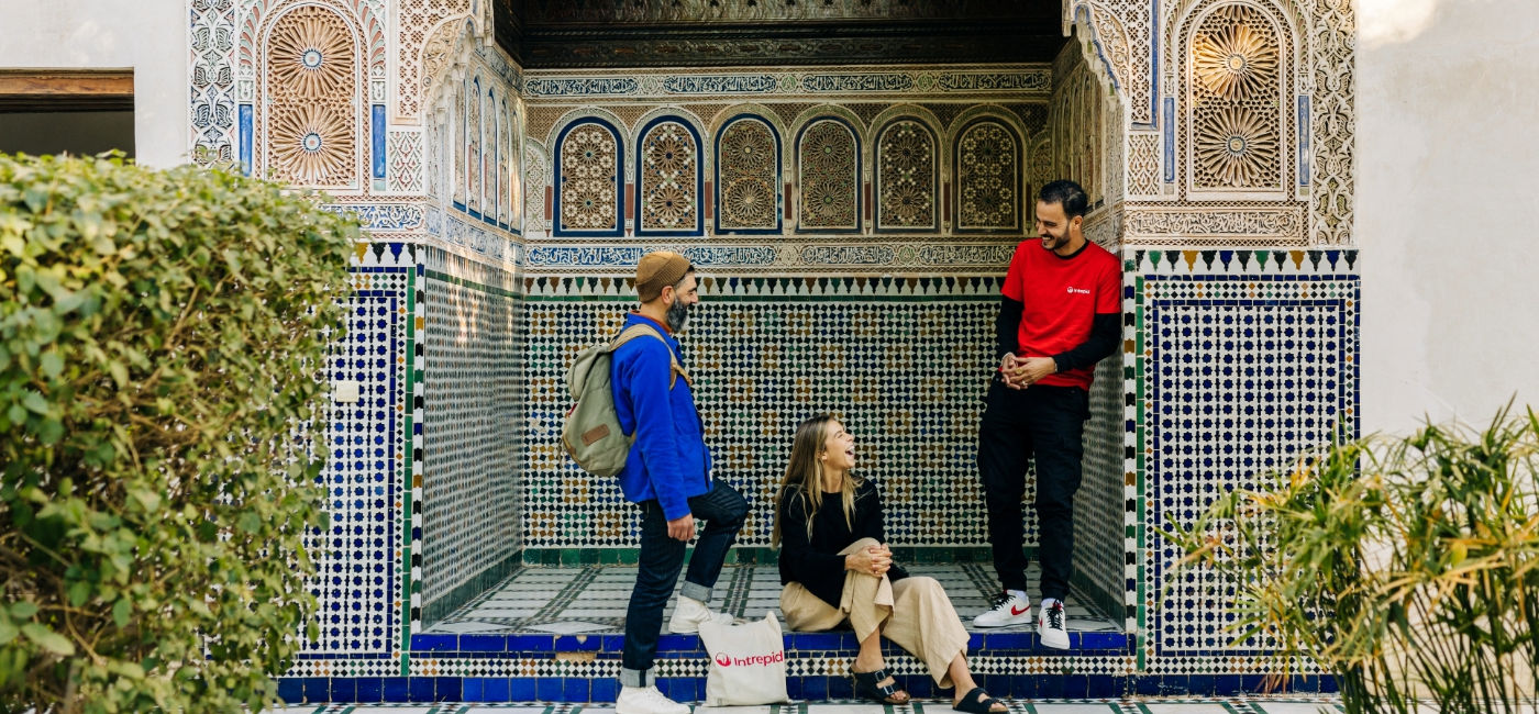 Image: Intrepid travelers in Marrakesh, Morocco. (Photo Credit: Intrepid Travel)