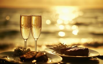 romance travel, luxury, beach, Champagne