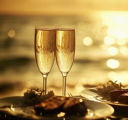 romance travel, luxury, beach, Champagne