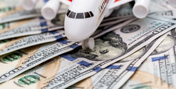 Airplane on dollar bills.