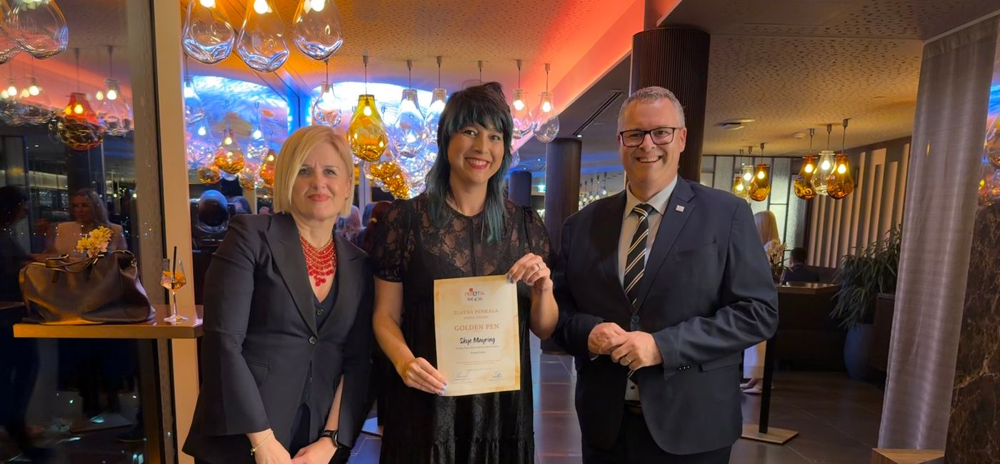 Image: From left: Iva Rincic, Mayor of the City of Rijeka; TravelPulse contributor Skye Mayring; and Kristjan Stanicic, CEO of the Croatian National Tourist Board (Photo Credit: Skye Mayring)