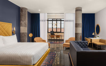 Guest room at the new Hard Rock Hotel London, Ontario.