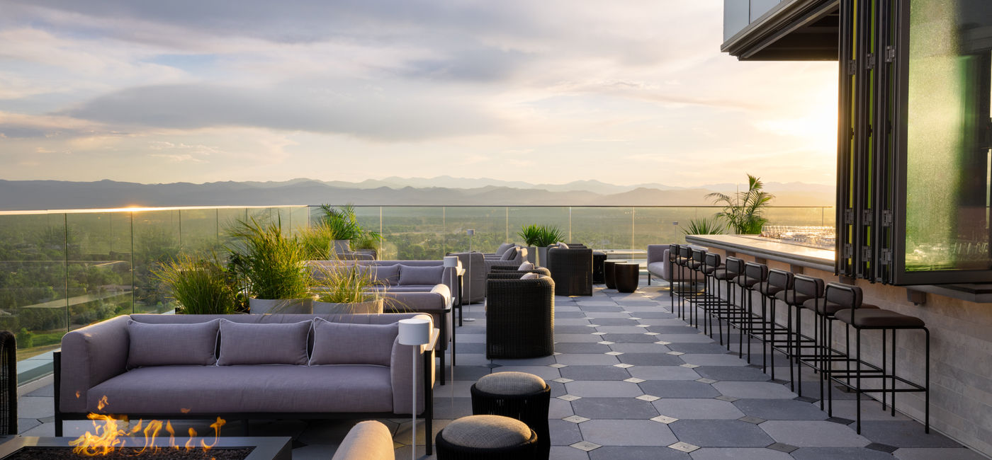 Image: The 19-story hotel has a rooftop bar with views of the Rockies (Photo Credit: Whit Preston/Kimpton Claret Hotel)