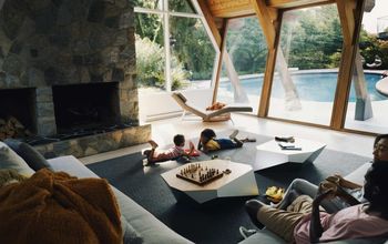 Children playing board game inside Vrbo rental