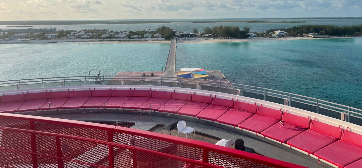 Image: View of Bimini, Bahamas from running track aboard Valiant Lady. (Photo Credit: Patrick Clarke)