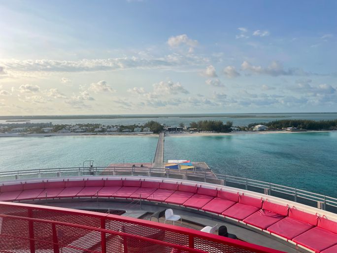 View of Bimini, Bahamas from running track aboard Valiant Lady View of Bimini, Bahamas from running track aboard Valiant Lady