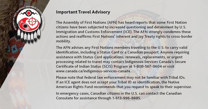 Assembly of First Nations travel advisory issued in January. Assembly of First Nations travel advisory issued in January.