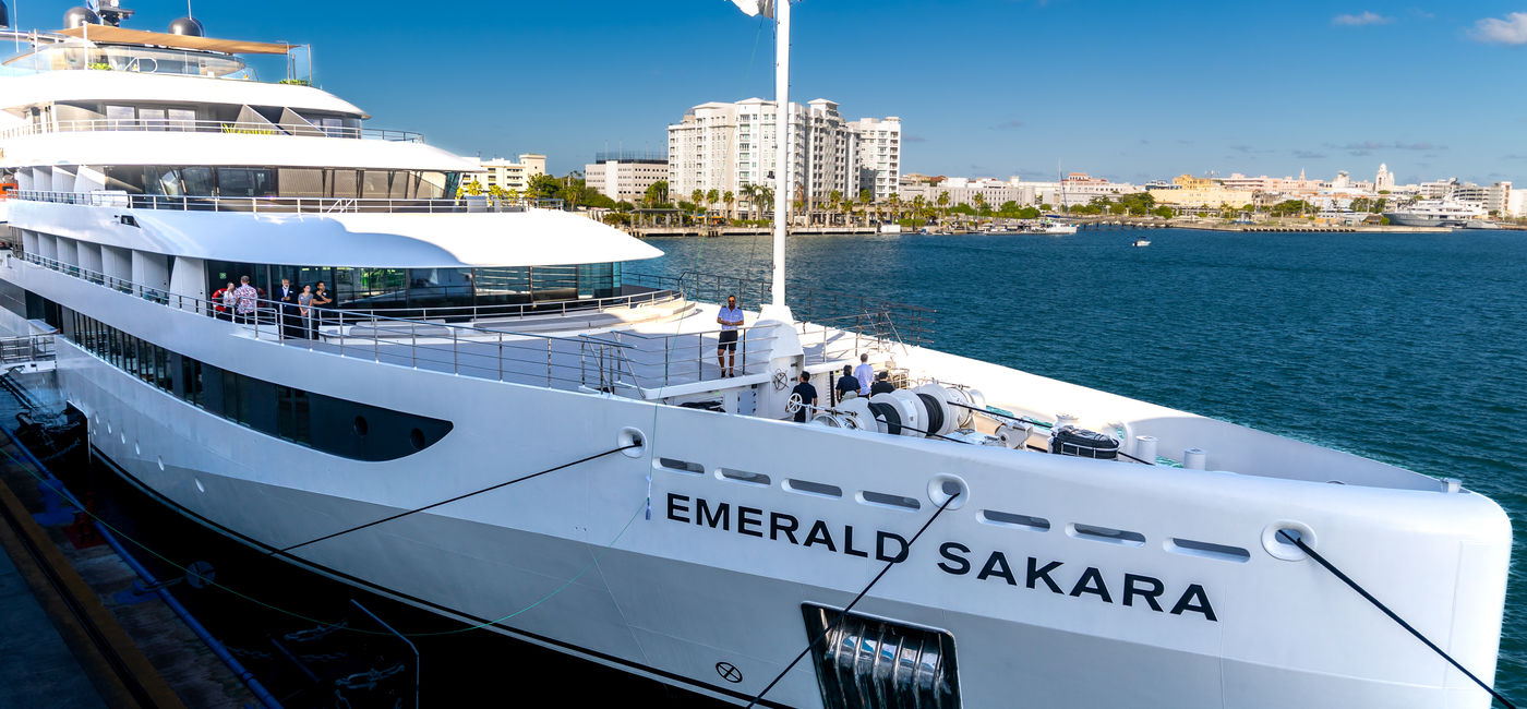 Image: Emerald Sakara in San Juan, Puerto Rico. (Photo Credit: Emerald Cruises)