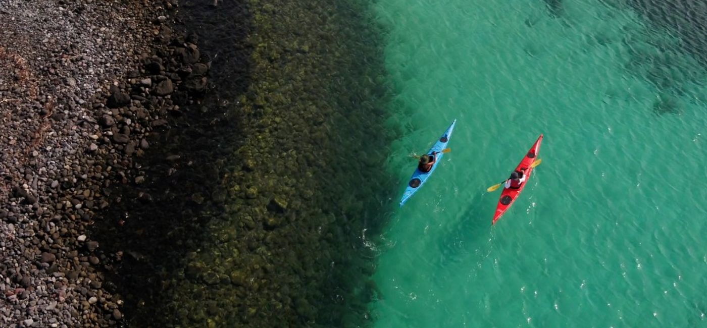 Image: Kayaking in the clear waters off Loreto, Baja California Sur.