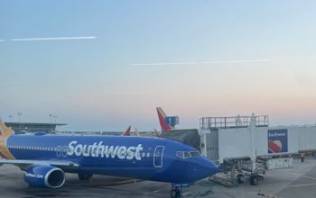 Southwest Airlines plane at William P Hobby Airport in Houston, Texas