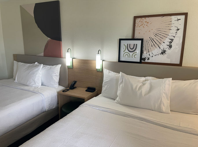 A model guest room at the Spark by Hilton Nashville at Opryland, slated to open in late summer. 