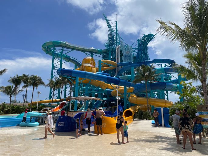 The centerpiece of the new Great Tides Waterpark is the 170-foot-tall Tidal Tower, which features eight waterslides The centerpiece of the new Great Tides Waterpark is the 170-foot-tall Tidal Tower, which features eight waterslides