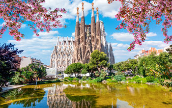The Sagrada Familia basilica in Barcelona, Spain.