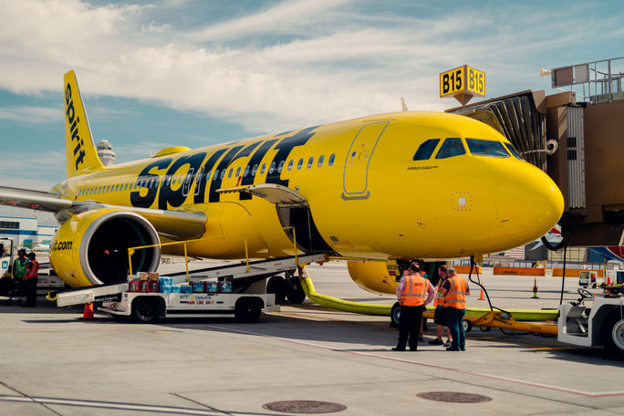 Spirit Airlines, budget airlines, airplane, spirit airplane, yellow airplane