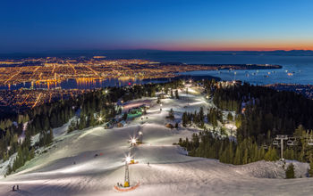 Grouse Mountain ski resort with a view of Vancouver