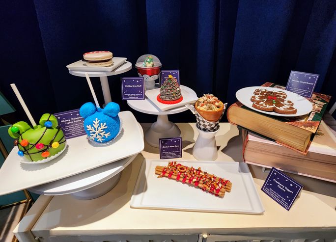 A small sampling of the many seasonal treats available during the Holidays at the Disneyland Resort celebration. Disneyland Resort, holidays, seasonal, treats, food, drinks, beverages, desserts, sweets