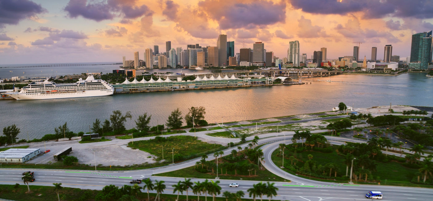 Image: PortMiami with a cruise ship docked. (photo via iStock/Getty Images E+/simonkr)