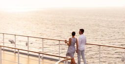 Couple walking on cruise ship deck