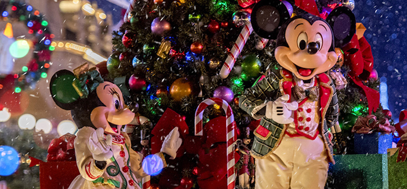 Image: Mickey and Minnie Mouse aboard a Holiday Parade float at Walt Disney World in Orlando, Florida. (photo courtesy of Walt Disney World Resort)