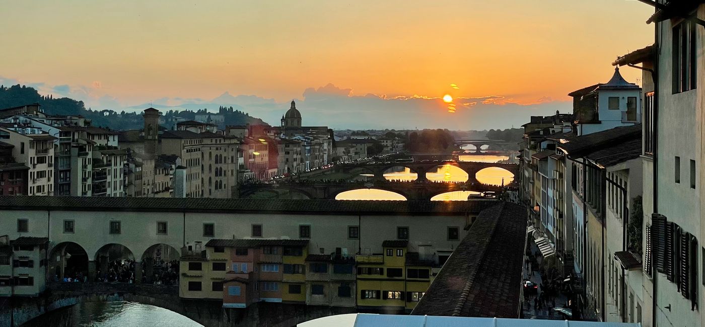 Image: Sunset from the Uffizi Gallery in Florence, Italy (Photo Credit: Janeen Christoff)