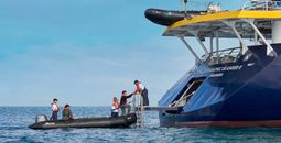 Ship, vessel, cruise, marina, Zodiac, Lindblad Expeditions, National Geographic Islander II