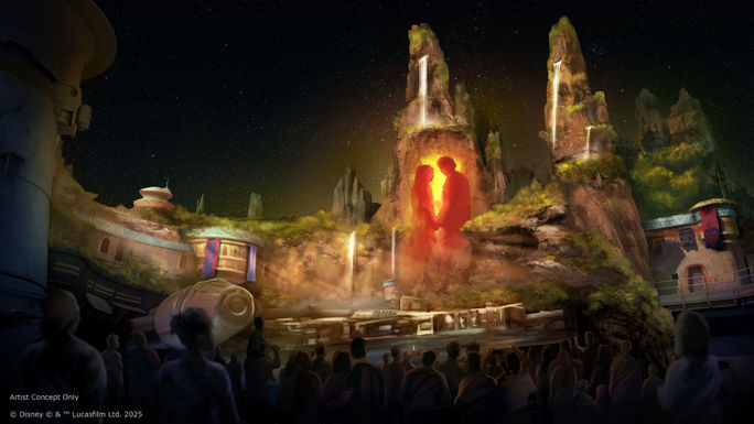 The ‘Shadows of Memory: A Skywalker Saga’ show at Star Wars: Galaxy's Edge in Disneyland park.