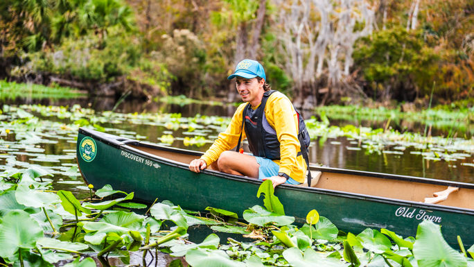 Canoeing in Florida's Lower Wekiva River Preserve State Park.