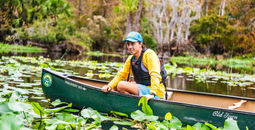 Canoeing in Florida's Lower Wekiva River Preserve State Park.