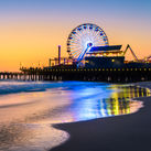 Santa Monica Pier at sundown.