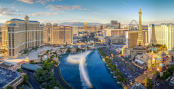 View of the Bellagio Fountains and The Strip in Las Vegas