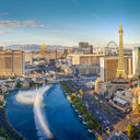 View of the Bellagio Fountains and The Strip in Las Vegas