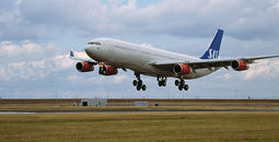 Scandinavian Airlines landing SAS jet airliner
