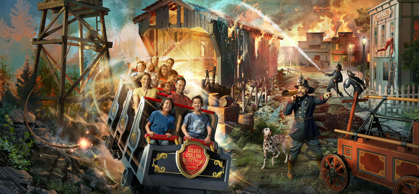 Image: Rendering of FIRE IN THE HOLE indoor family roller coaster. (Photo Credit: Silver Dollar City)