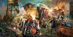 Rendering of FIRE IN THE HOLE indoor family roller coaster