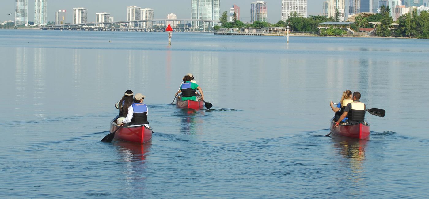 Image: Canoeing in Biscayne Bay is one of many activities offered by Miami EcoAdventures.  (Photo Credit: Photo courtesy of the GMCVB.)