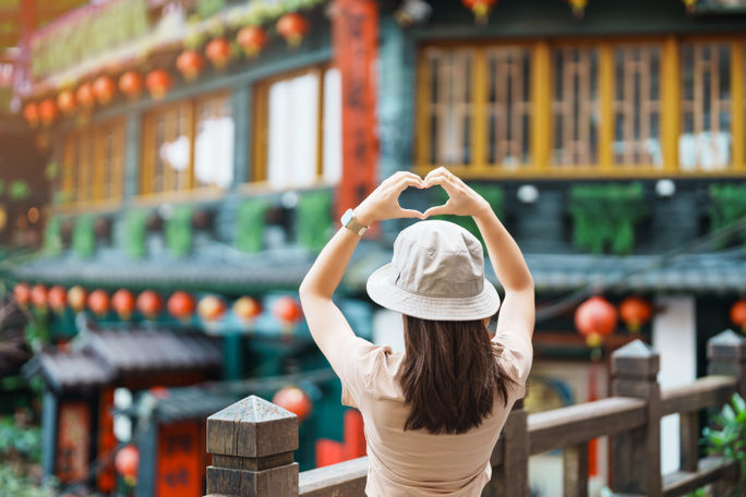 Female tourist sightseeing