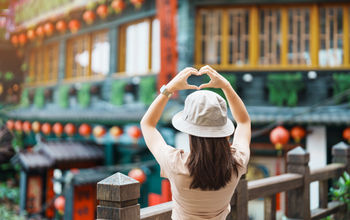 Female tourist sightseeing